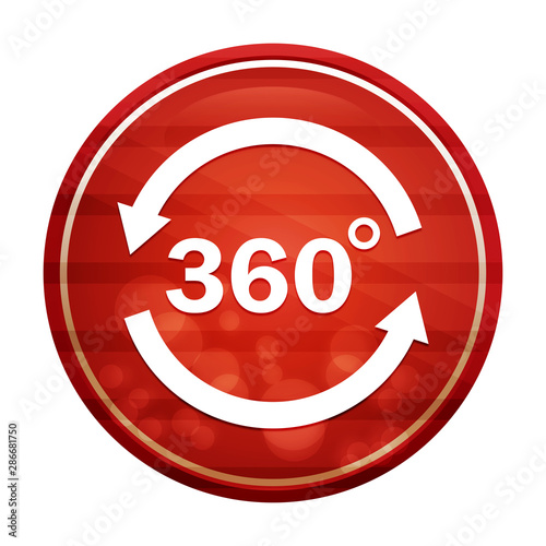 360 degrees rotate arrow icon realistic diagonal motion red round button illustration