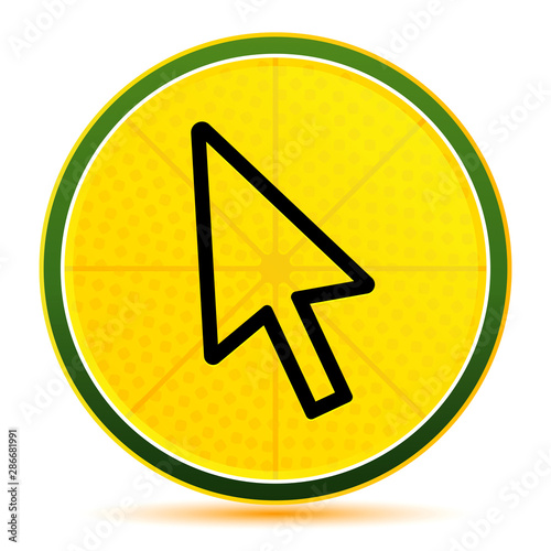 Cursor icon lemon lime yellow round button illustration