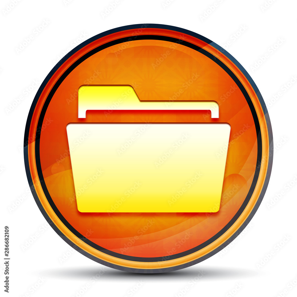 Folder icon shiny bright orange round button illustration Folder icon shiny bright orange round button illustration