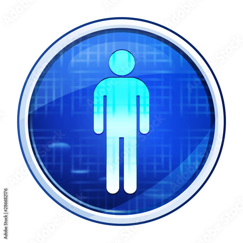 Man icon futuristic blue round button vector illustration