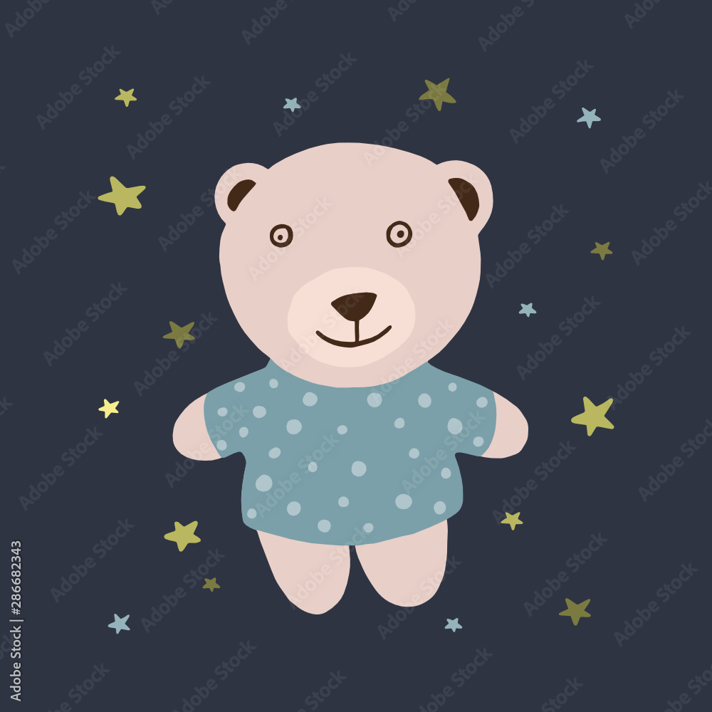 Fototapeta premium Illustration of a teddy bear. Can be used for postcards, invitations, advertising, web, textile and other.