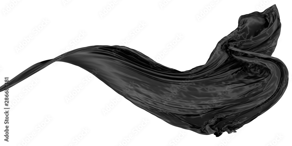 Wavy fabric on a white background. 3D rendering. Wavy fabric on a white background. 3D rendering.