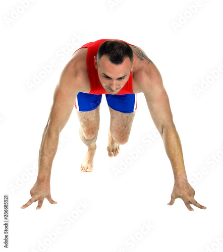 Exercise Pilates muscular man