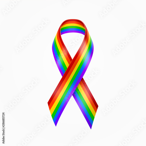 Rainbow Ribbon. Gay pride, LGBT rainbow ribbon. Homosexual sign vector