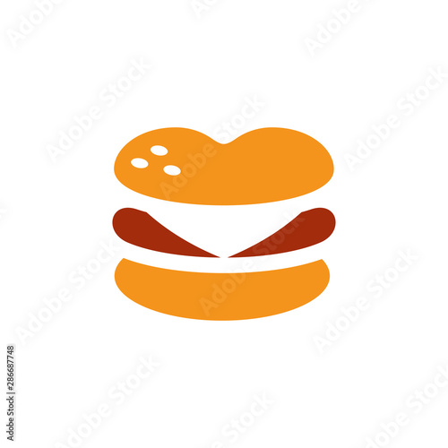 Love burger cafe logo design, fast food emblem, burger shop icon - Vector