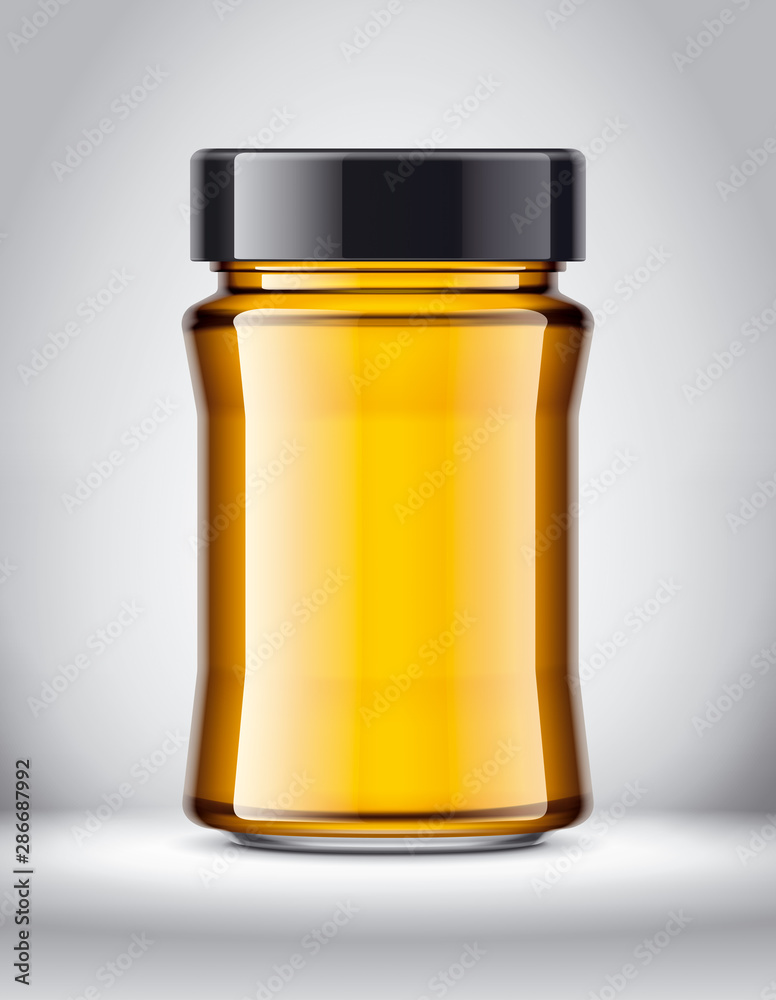 Glass Jar with Honey on Background. Glass Jar with Honey on Background.