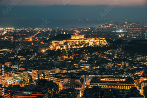 Night scene of Athens, Greece