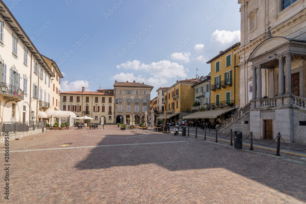 The Piazza del Popolo of Arona, Novara, Italy, on a beautiful sunny day
