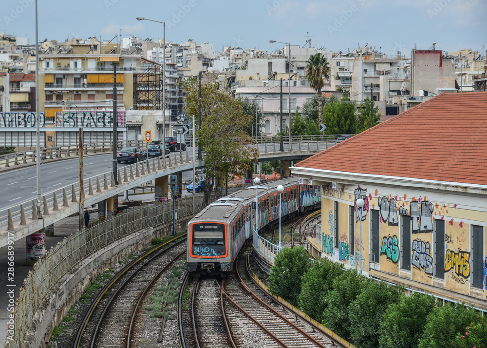 City railway in Athens, Greece