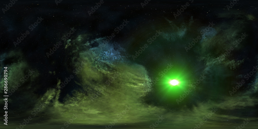 Space nebula, 3D rendering, spherical panorama