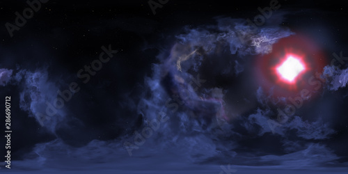Space nebula, 3D rendering, spherical panorama