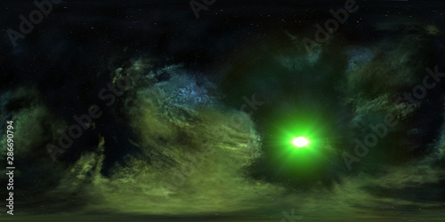 Space nebula, 3D rendering, spherical panorama