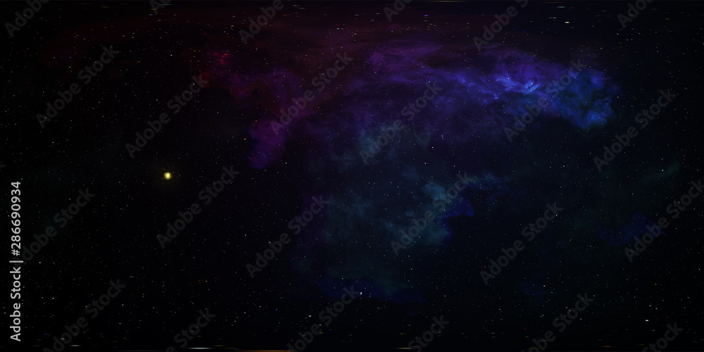 Space nebula, 3D rendering, spherical panorama