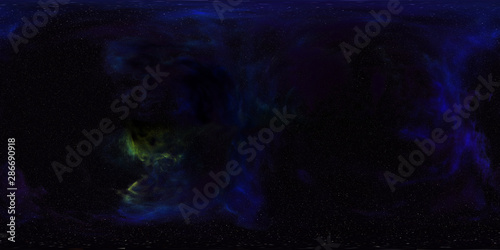 Space nebula, 3D rendering, spherical panorama