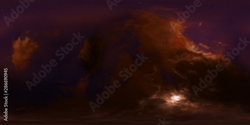 Space nebula, 3D rendering, spherical panorama
