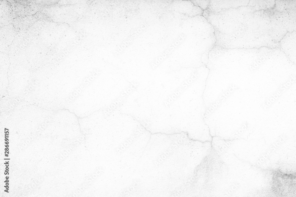 White Cracked Broken Concrete Wall Texture Background.