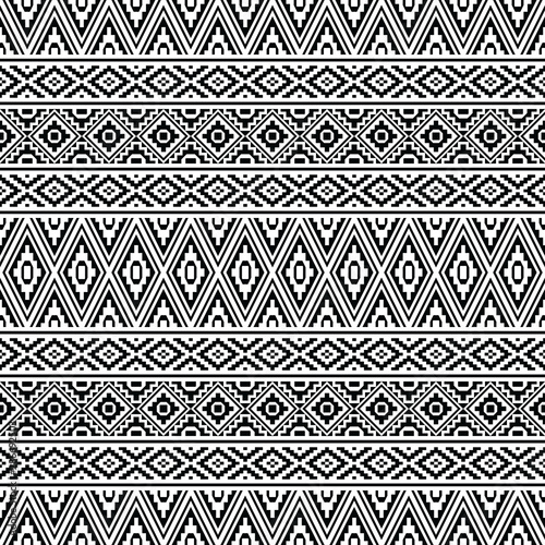 Ikat Traditional Aztec Pattern in black and white color. Tribal Ethnic Pattern Abstract vector for template and background design 