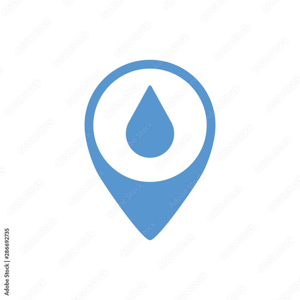 Map pointer. Location marker of water point. Blue. Abstract concept, icon. Map pointer. Location marker of water point. Blue. Abstract concept, icon.