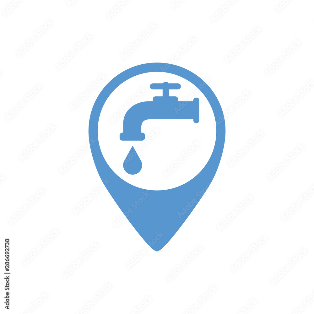 Map pointer. Location marker of water point. Blue. Abstract concept, icon. Map pointer. Location marker of water point. Blue. Abstract concept, icon.