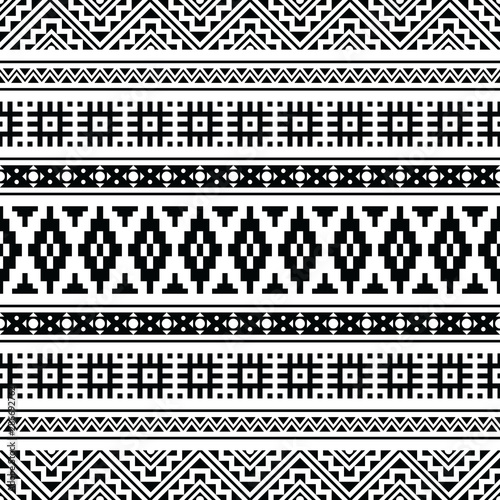 Ikat Traditional Aztec Pattern in black and white color. Tribal Ethnic Pattern Abstract vector for template and background design 