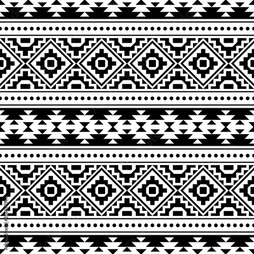 Ikat ethnic pattern vector in black and white color. Tribal Pattern. Aztec design boho rug, fabric, blanket and backdrop.