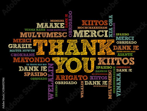Thank You word cloud in different languages, concept background