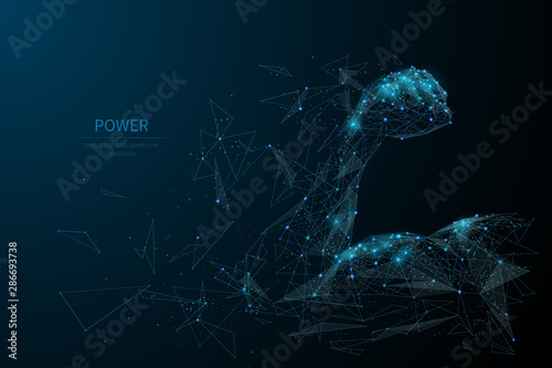 Tela Human power low poly wireframe banner template