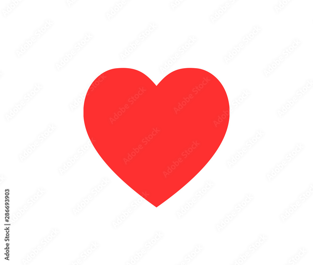Red heart sign isolated on white. Valentines day icon. Hand drawn shape. Vector illustration Red heart sign isolated on white. Valentines day icon. Hand drawn shape. Vector illustration