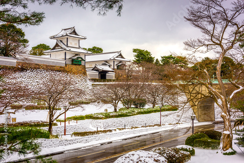 Kanazawa, Japan at the castle in winter photo