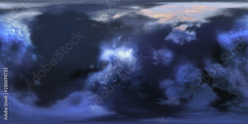 Space nebula, 3D rendering, spherical panorama