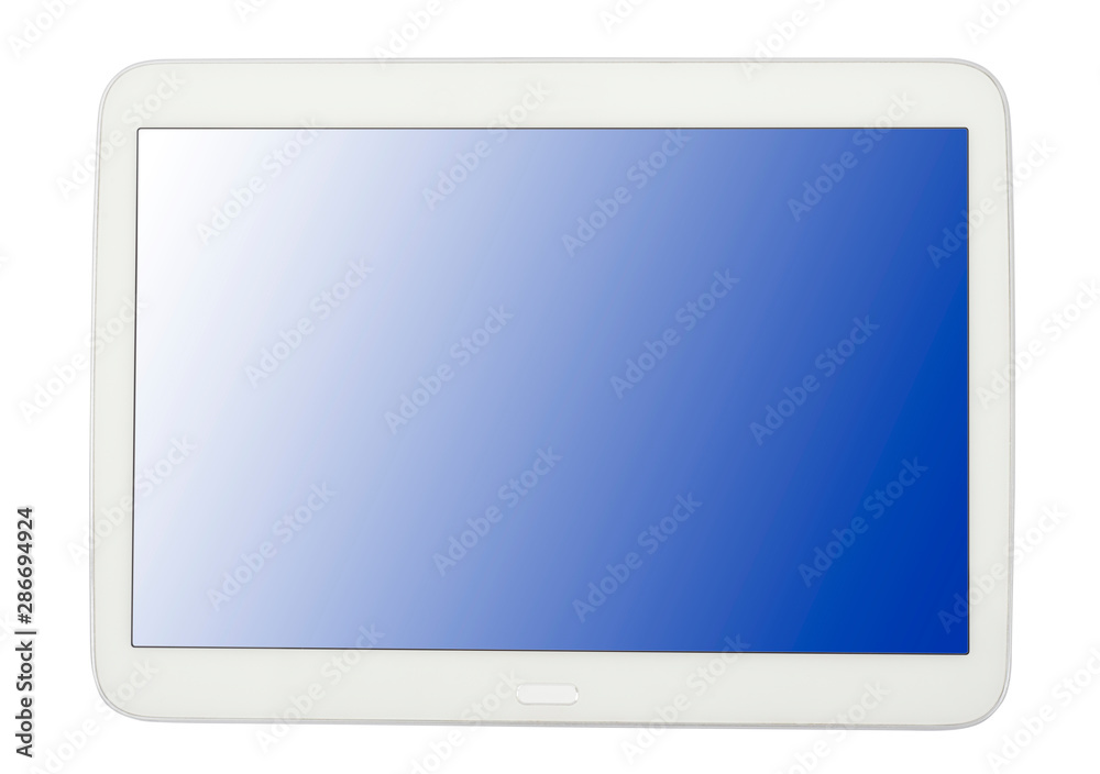 smart tablet with blue screen isolated on white smart tablet with blue screen isolated on white