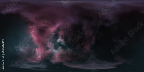 Space nebula, 3D rendering, spherical panorama