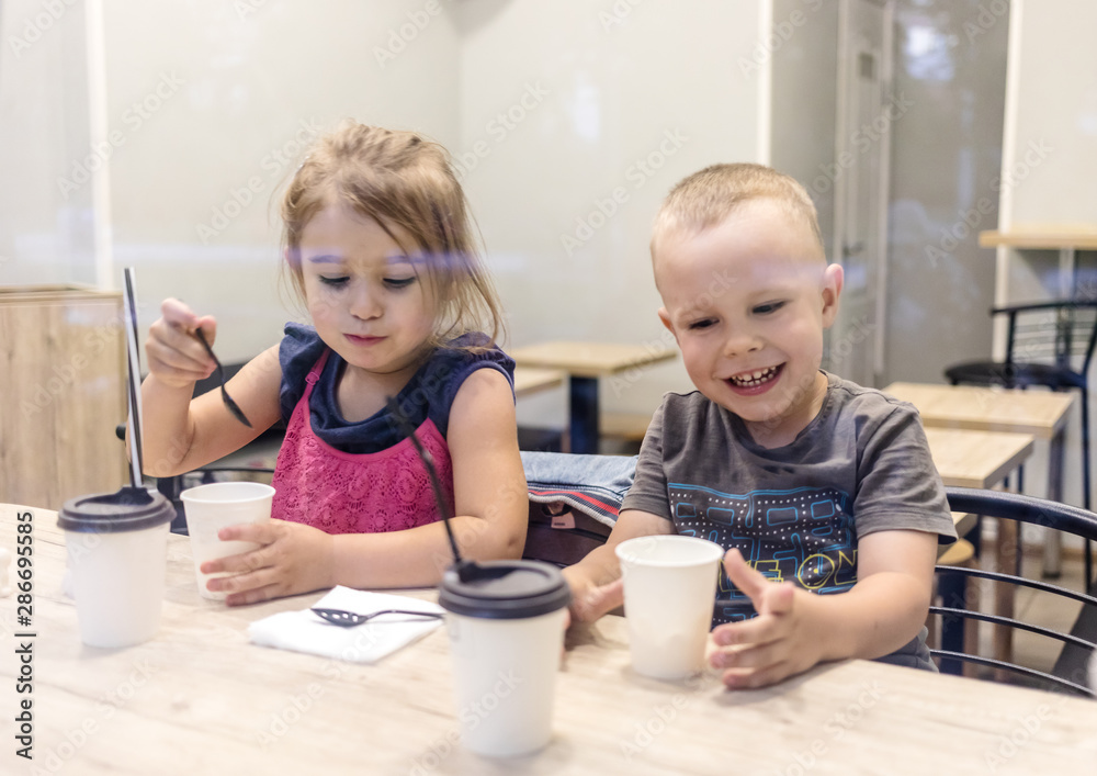 Kids having fun at the city cafeteria. Kids having fun at the city cafeteria.
