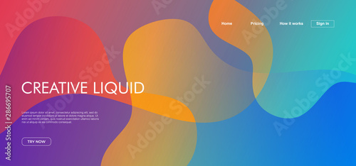 Abstract minimalist background landing page vector eps 10. Colorful liquid shapes modern futuristic design.