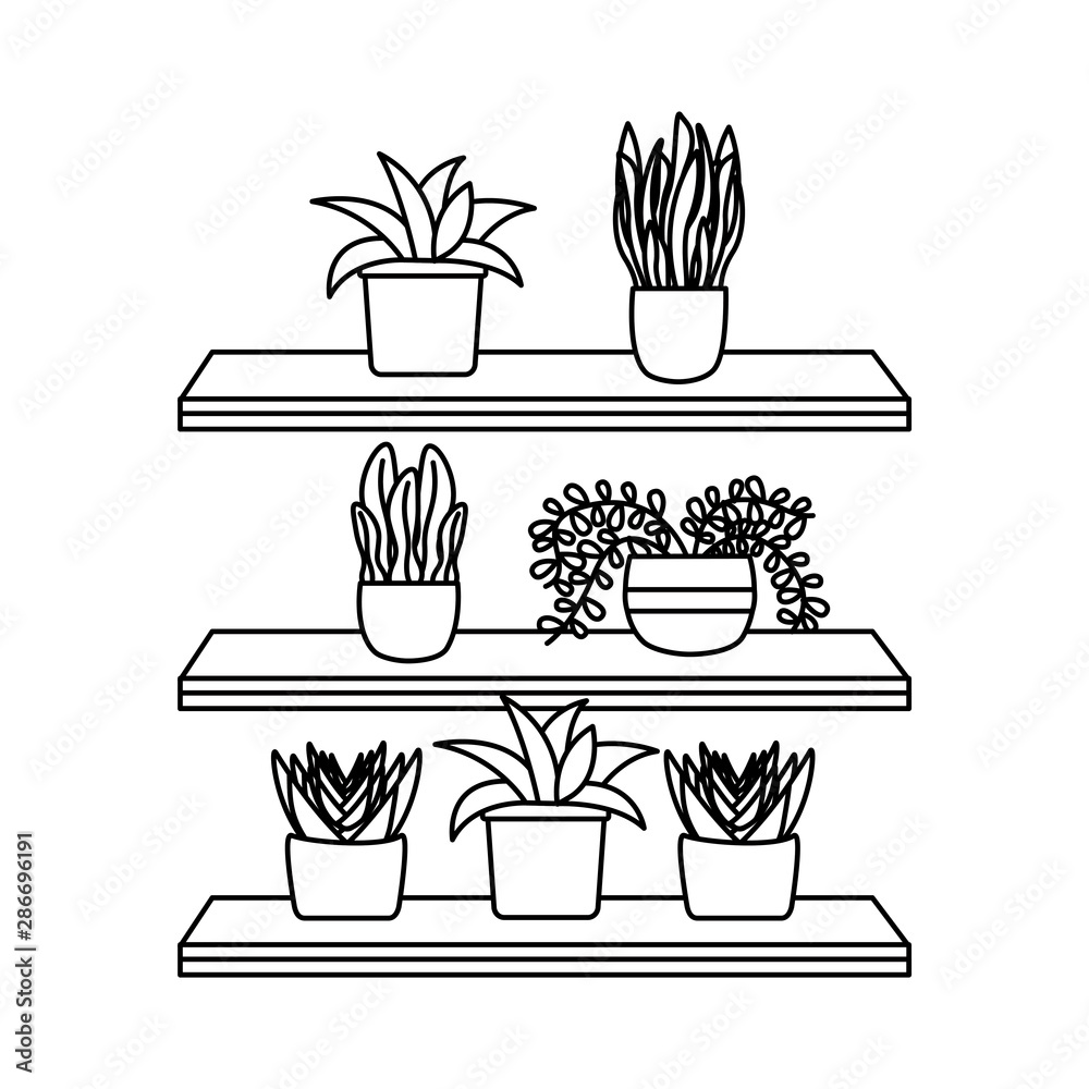 Plants inside pots and furniture vector design Plants inside pots and furniture vector design