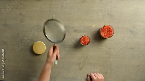 pour lentils into a colander to add to a vegan dish