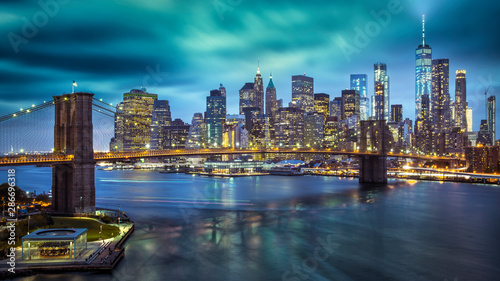 a magnificent view of the lower Manhattan and Brooklyn Bridge, New York City photo