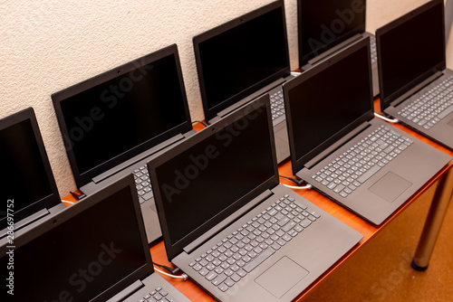 Obraz na plátně many laptops are on the table
