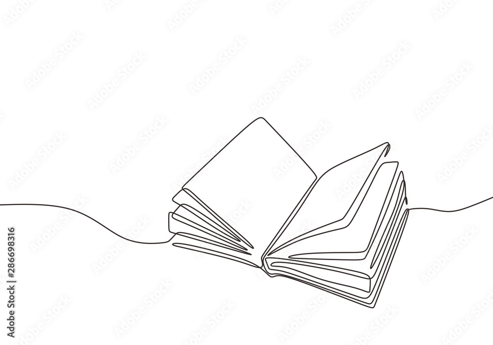 Premium Vector  Continuous one line drawing of an open book