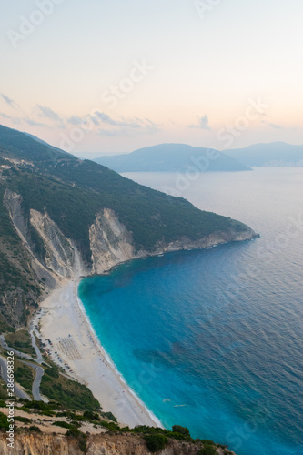 Fototapeta Naklejka Na Ścianę i Meble -  Panoramic view of Myrtos beach in Kefalonia ionian island, Greece