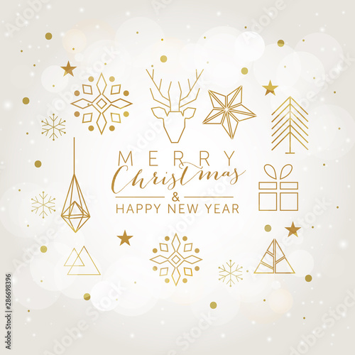 Christmas and New Year background with geometric elements