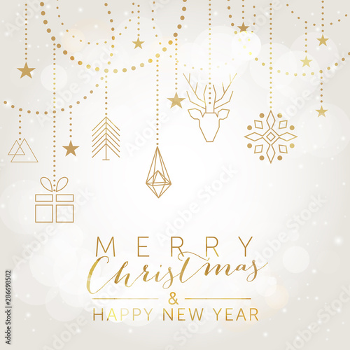 Christmas and New Year background with geometric elements