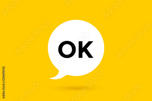 OK, Okay. Banner, speech bubble, poster and sticker