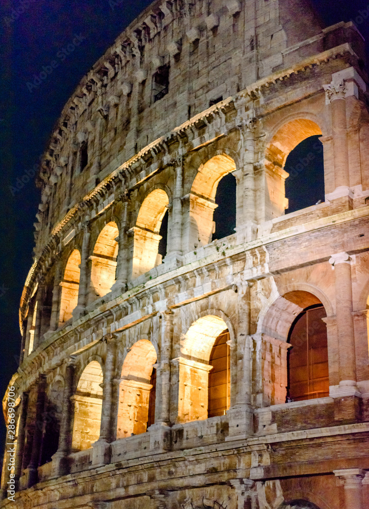 Colosseum at night, mystical building in the eternal city, Rome, Italy
