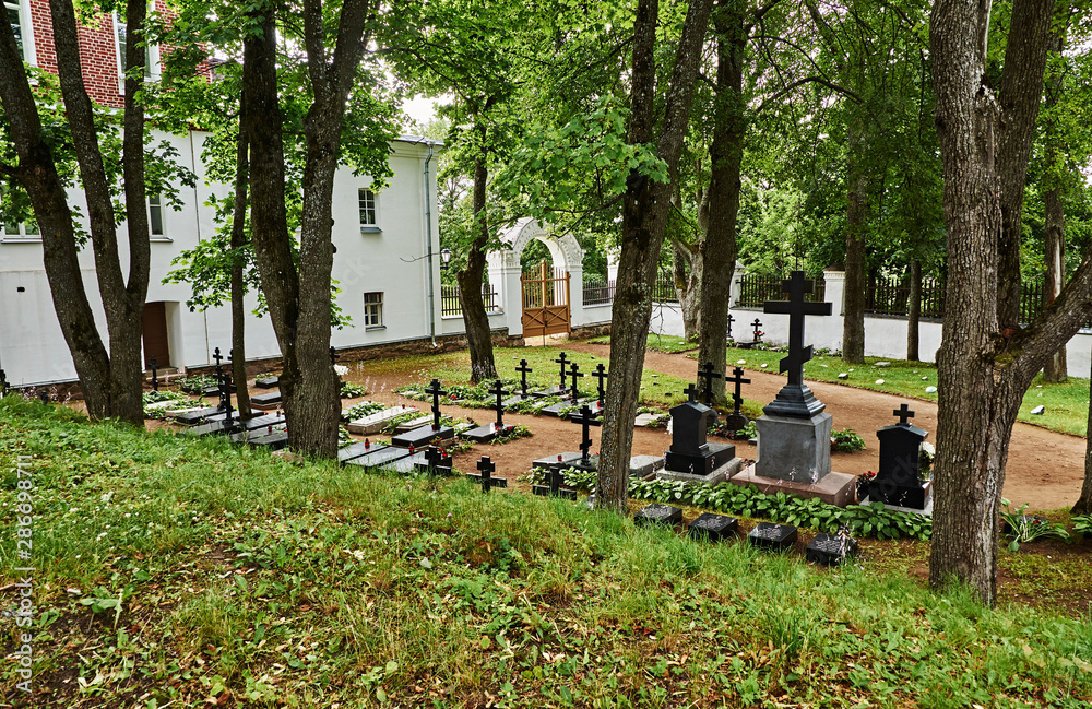 Old monastery cemetery. The ancient cemetery of an Orthodox monastery