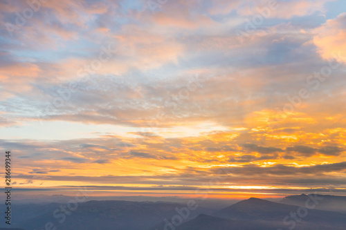 Landscape background and beautiful sunrise in morning. Mountain landscape background.