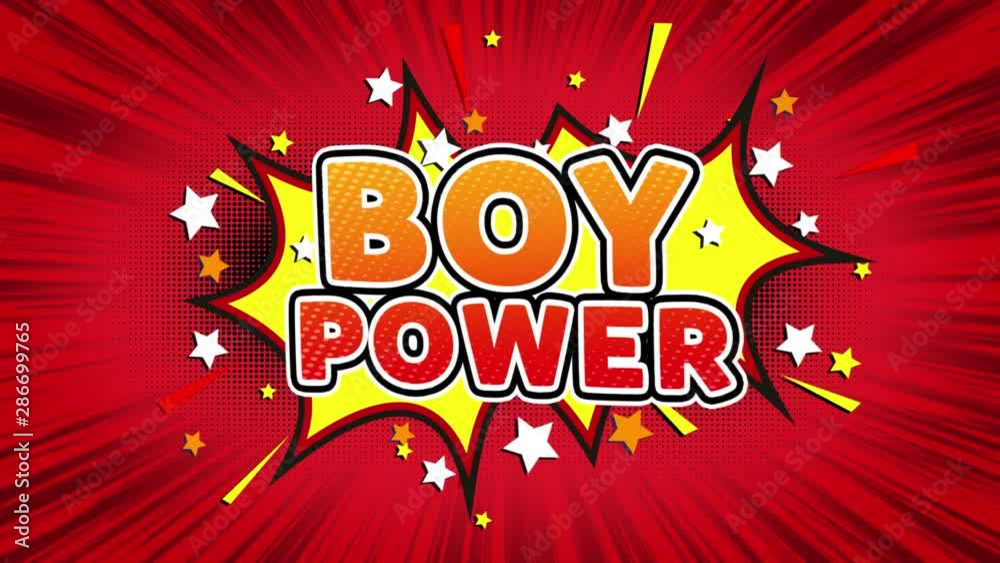 Boy Power Text Pop Art Style Expression. Retro Comic Bubble Expression Cartoon illustration