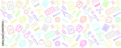 Back to school seamless background with school supplies