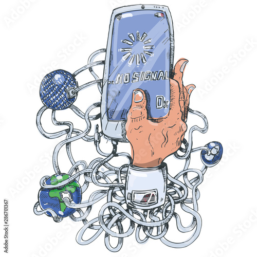 Handy, Netz, Welt, Empfang und kein Signal