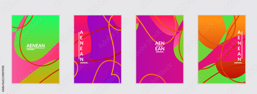 Abstract flyer templates with wavy gradient shapes and curvy lines